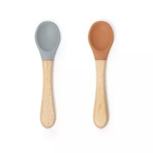 Set de deux cuillères (Gris perle / Camel).