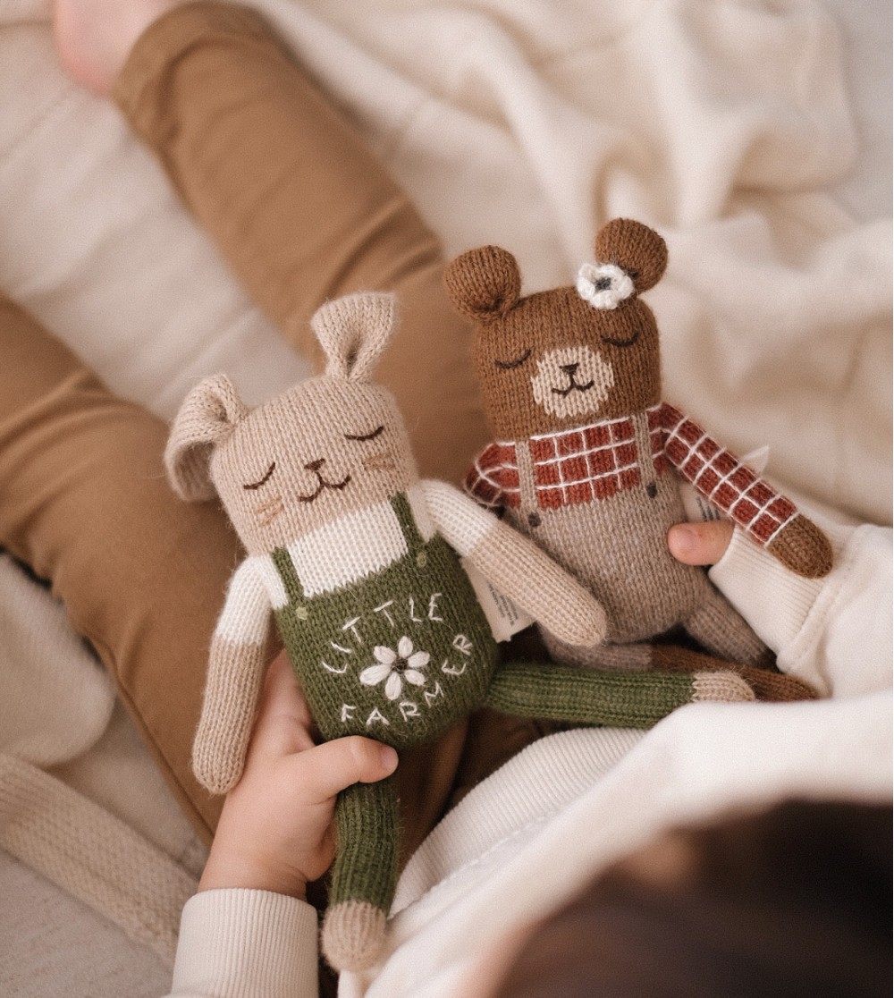 Doudou ourson chemise à carreaux sienne | Main Sauvage. – Image 4