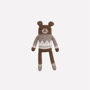 Doudou ourson pull jacquard avoine | Main Sauvage.