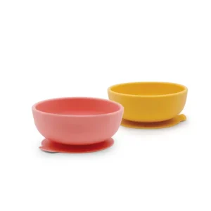 Set de 2 Bols ventouse en silicone – Coral / Mimosa.