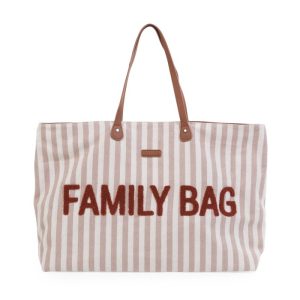 FAMILY BAG SAC À LANGER – RAYURES – NUDE/TERRACOTTA.
