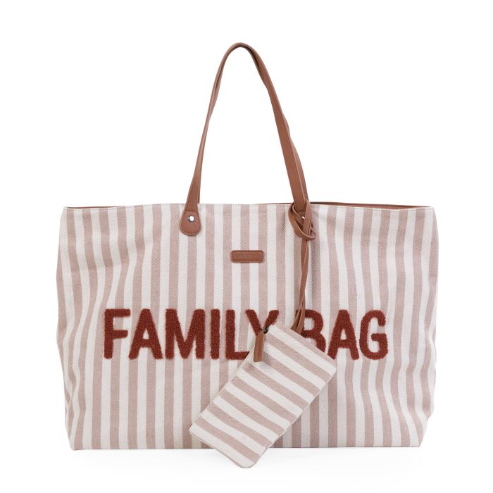FAMILY BAG SAC À LANGER – RAYURES – NUDE/TERRACOTTA. – Image 2