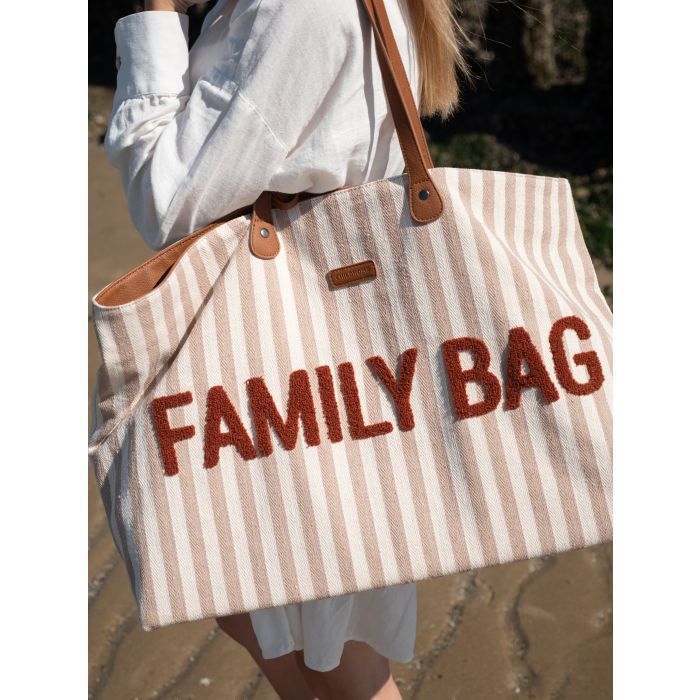 FAMILY BAG SAC À LANGER – RAYURES – NUDE/TERRACOTTA. – Image 5