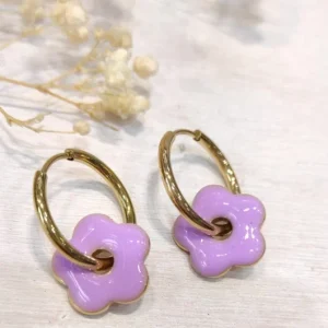 Boucles d’oreilles fleur (lilas).