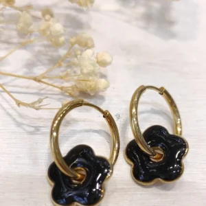 Boucles d’oreilles fleur (noir).