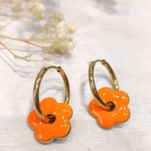 Boucles d’oreilles fleur (orange).