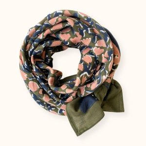 Apaches Collections – Big Foulard Latika « Tulipe » Kaki.