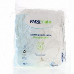 Rectangles de coton pads biodégradables bébé GILBERT sachet de 180 unités
