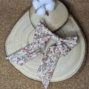 Grande barrette nœud en coton poétique