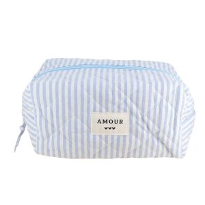 Trousse (grande) AMOUR et 3 coeurs – Bleu.