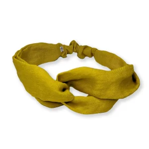 Headband adulte lin spirant jaune moutarde