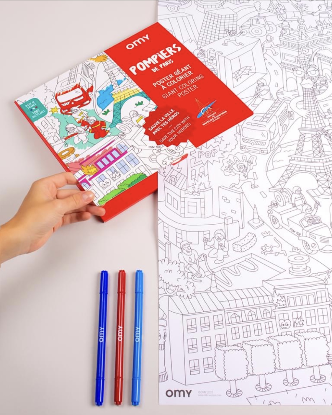 Poster géant à colorier- Pompiers