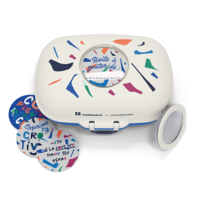 La boîte à goûter « Catimini bleu Terrazzo ».