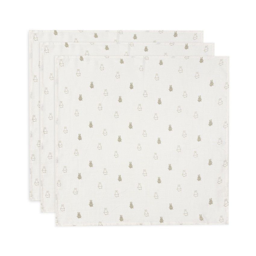 Lot de 3 Petits Langes Happy Miffy – Olive green.