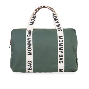 MOMMY BAG SAC A LANGER – SIGNATURE – TOILE – VERT.