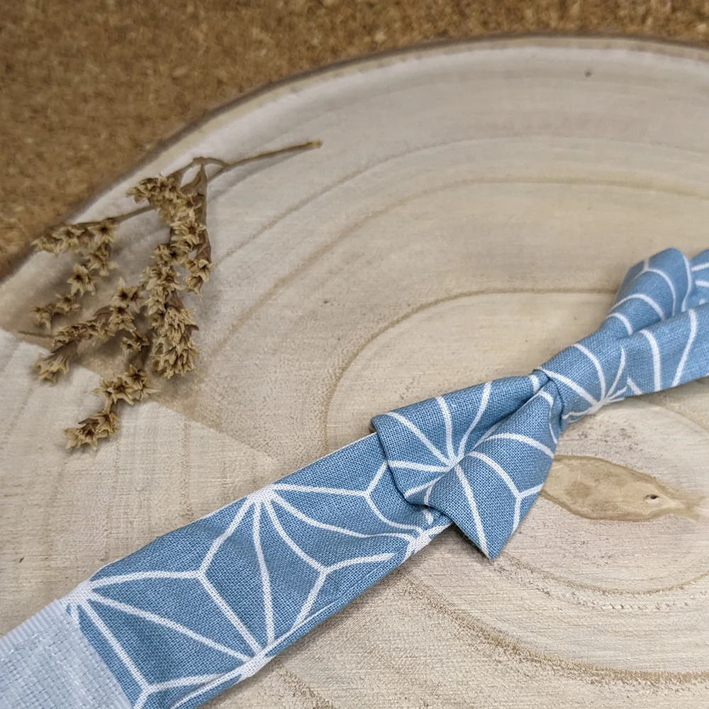 Noeud papillon enfant coton brillant bleu – Image 2