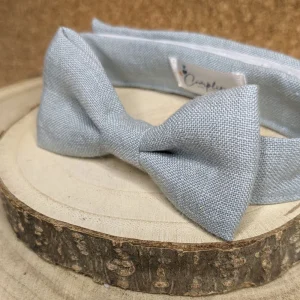 Noeud papillon enfant lin croyable bleu gris