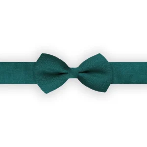 Noeud papillon enfant lin génieux bleu pétrole