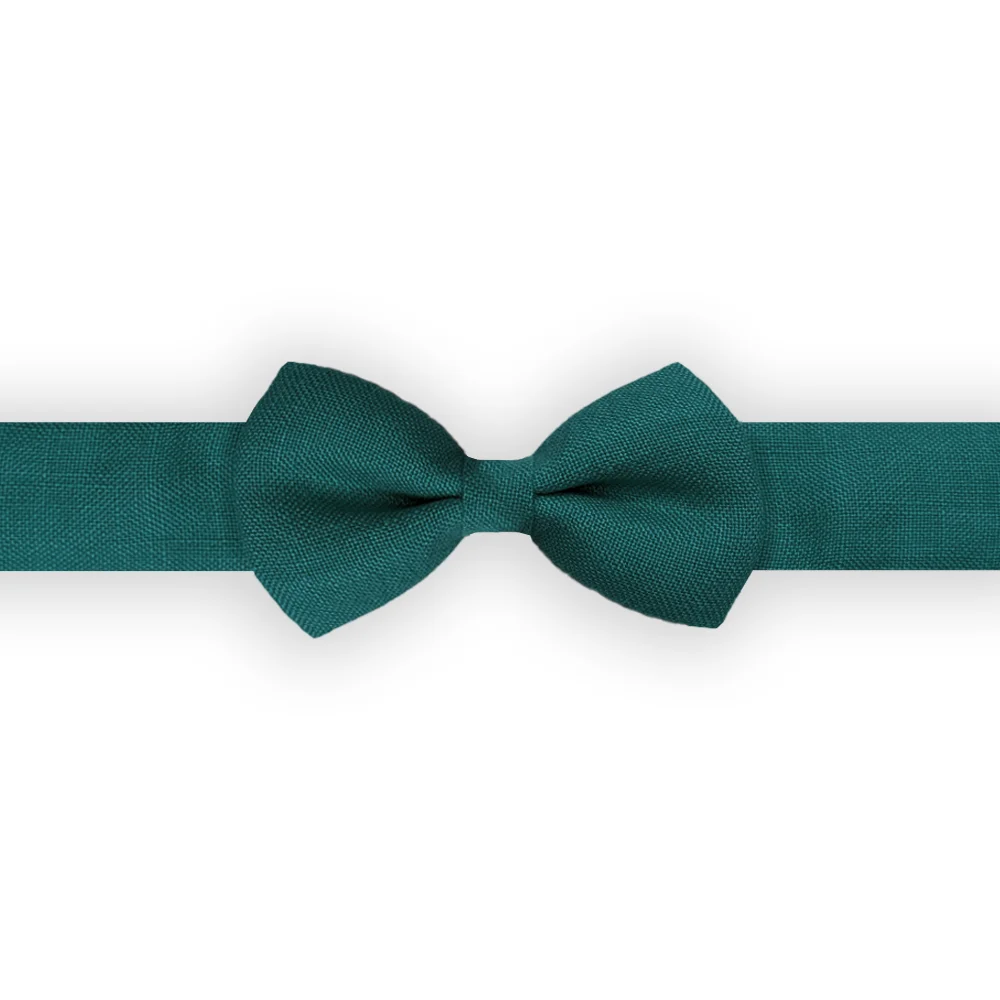 Noeud papillon enfant lin génieux bleu pétrole