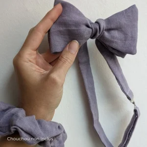 Noeud papillon adulte lin trigant violet