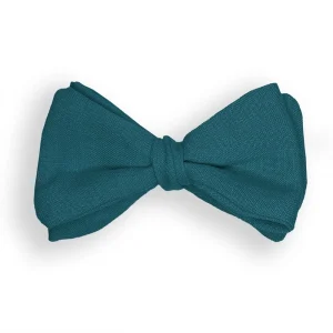 Noeud papillon adulte lin génieux bleu pétrole