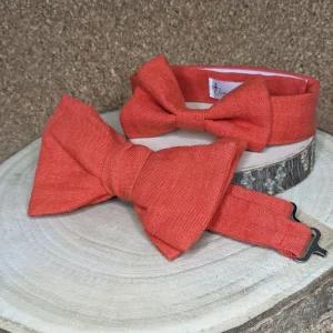 Coffret noeuds papillon lin père-fils à personnaliser