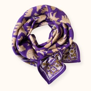 Apaches Collections – Big Foulard Latika « Ours » Violet.