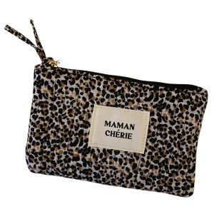 Petite pochette Léopard « maman chérie » (clair).