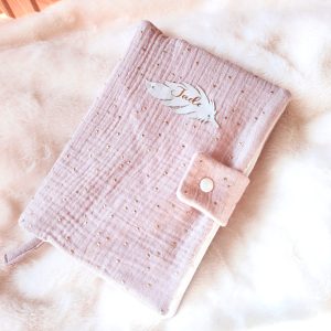 Protège Carnet de Santé Fille Gaze rose | A personnaliser