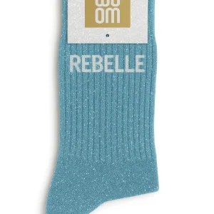 Chaussettes à Paillettes « Rebelle » Turquoise – Taille 36-40.