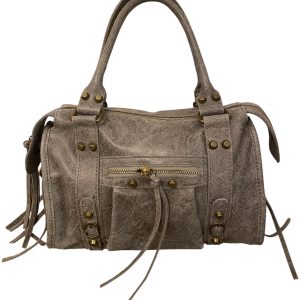 Sac Eva en cuir gris.