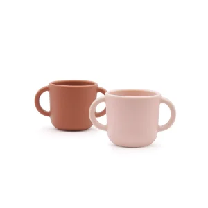 Set de 2 Tasses d´apprentissage en silicone – Blush / Terracotta.