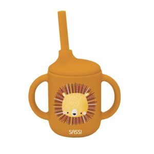 Tasse avec paille silicone Chompy le lion.