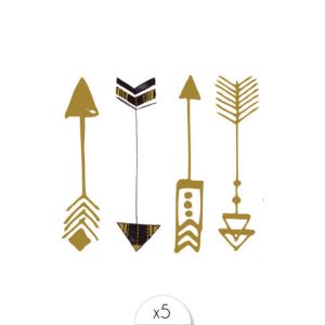 Tatouages éphémères Flèches dorées x5.