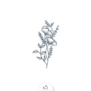 Tatouages éphémères Motif floral x5.