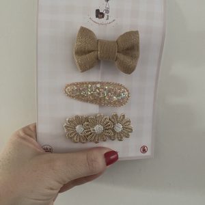 Lot de 3 barrettes « nuances beiges ».