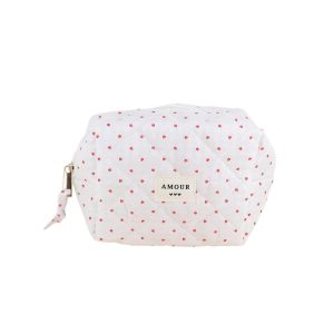 Trousse (petite) AMOUR et 3 coeurs – Coeur blanc.