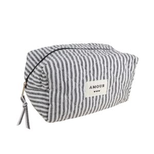 Trousse (grande) AMOUR et 3 coeurs – Noir.