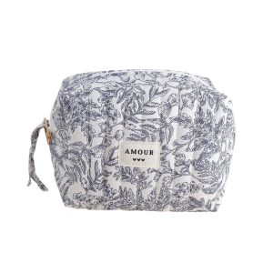 Trousse (petite) AMOUR et 3 coeurs – Jouy bleu.