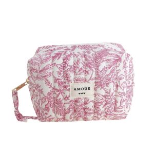 Trousse (petite)  AMOUR et 3 coeurs – Jouy rouge.