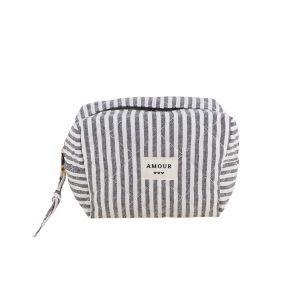 Trousse (petite) AMOUR et 3 coeurs – Noir.