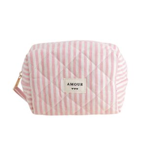 Trousse (petite) AMOUR et 3 coeurs – Rose.