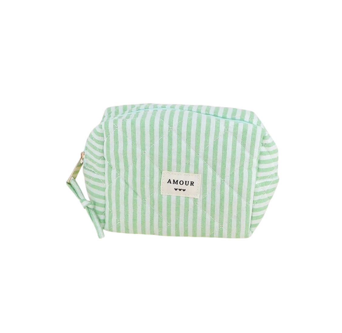 Trousse (petite) AMOUR et 3 coeurs – Vert.